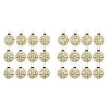24PCS G4 Puck Lights LED Bulbs Side Pin Base Round G4 5050 12SMD LED RV Light Home Reading Light, Warm White