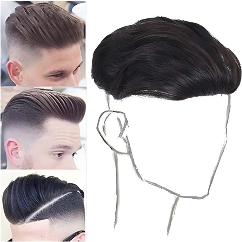 Mens Short Wig Straight Realistic Breathable Cap Toupee Hairpiece Clip In Hair Extensions