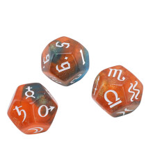 3 Stück Acryl Astrologische Würfelset, 12 Seiten mit Glitzer Runen Spielzeug