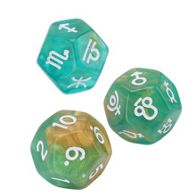 3 Stück Glitter-Acryl-Astrologische Runenwürfel-Set, Einfaches Ablesen, 12 Seiten
