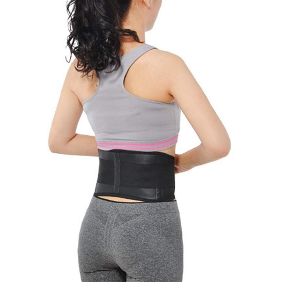 Black Lumbar Brace Adjustable Waist Back Support With Tourmaline Selfheating Magnetic Therapy, Unisex Belt, Size S