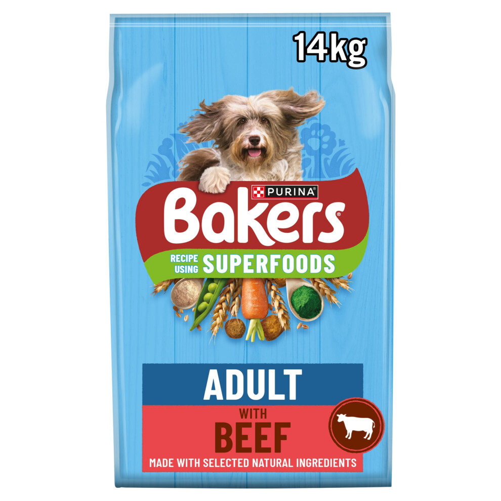 Bakers Superfoods Adult Dry Dog Food Beef With Vegetables 14Kg Pack