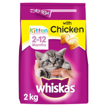 Whiskas Junior Chicken 4 x 2 kg Bags, Junior Cats and Kittens Aged 2-1