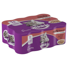 whiskas 1+ Wet Cat Food for Adult Cats, Meaty Selection in Jelly, 24 C