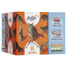 32 x HiLife Its Only Natural Cat Pouch Multipack The Big Tuna One In J