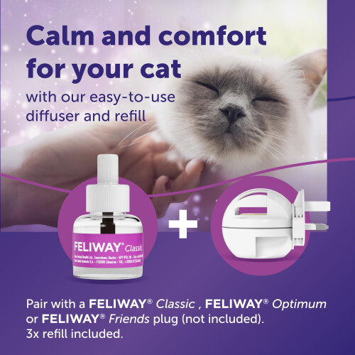 Feliway FELIWAY Classic 3 x 30 Day Cat Calming Odourless Refills for Pheromone 2