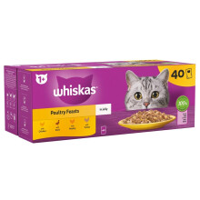WHISKAS - 1+ Adult Wet Cat Food Pouches - 40 x 85 g - Poultry Selectio