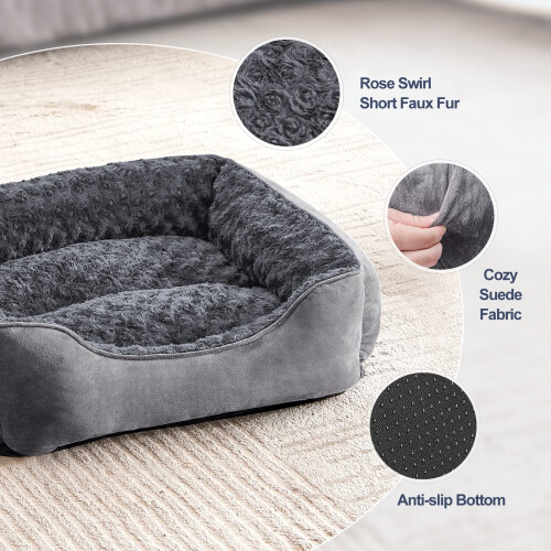 JOEJOY Dog Bed Medium - Washable Rectangle Dog Beds, Anti-Anxiety, Sof 1