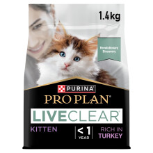 PRO PLAN LIVECLEAR Kitten 1-12M Rich in Turkey Dry Cat Food 1.4kg