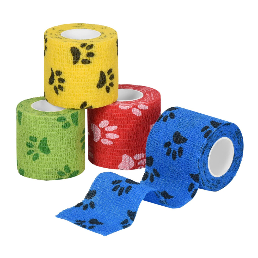 Seadesky 4 Rolls Pet Vet Wrap Self Adhesive Cohesive Bandage 5Cm X 4.5