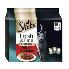 Sheba Cat Wet Food - Fresh and Fine - Cat Pouches Meaty Pieces in Grav