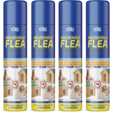 Flea Killer Spray 4 x 200ml Aerosol Animal Flea Dog Cat Tick Protectio