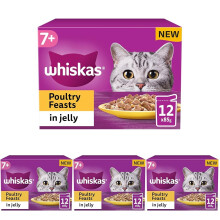 Whiskas 7+ Poultry Selection in Jelly, Senior Cat Food, 12 x 85g (Pack