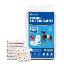 Pet Soft Dog Nappies Male- 20 Counts Disposable Male Dog Wraps, Super