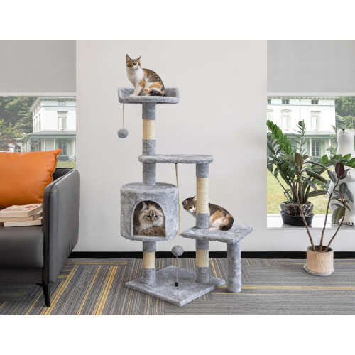 Cat Tree, 112cm Cat Scratching Post for Indoor Cats, Multi-Level Stabl 1