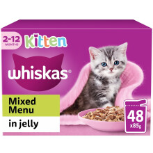 Whiskas 2-12months Kitten Wet Cat Food Pouches Mixed Menu in Jelly 48