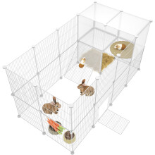 HOMIDEC Rabbit Run,Double Puppy Pen with Door,Encrypted Wire Mesh Cage