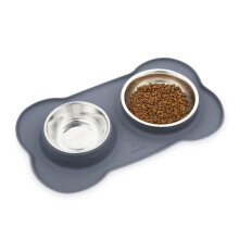 Pecute Dog Bowls Non Slip, Stainless Steel Double Bowls Set with Non-S