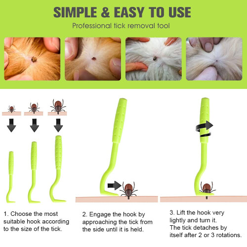 HouChanges 3Pcs Tick Remover Tool,Painlessly Tick for Dogs Cats and Hu 2