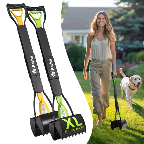 IPETBA 32” Long Handle Dog Pooper Scooper for Yard – No Bending, Clean