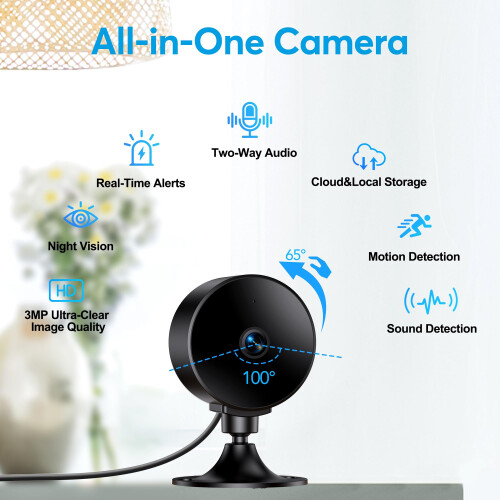 EIGHTREE Indoor Camera 2K 3MP, Security Camera with Motion & Sound Det 1