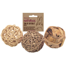 Rosewood Naturals Trio of Fun Balls, Small Animal Activity Toys, Natur