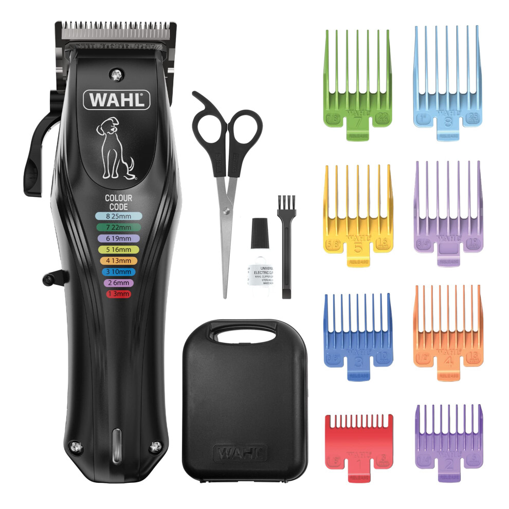 Wahl Colour Pro Rechargeable Pet Clipper, Clippers With Coded Combs, F Black