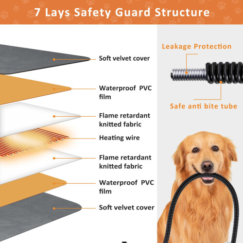 Dog Heat Pad Electric 40 * 70cm, 5 Adjustable Timer & 6 Adjustable Tem 1