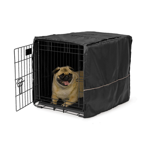 MidWest Homes for Pets Small Dog Crate Cover, Black Polyester Privacy
