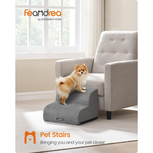 FEANDREA Feandrea 2-Step Dog Stairs, Waffle-Patterned Corduroy Dog Steps for Be 1