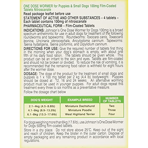Johnsons Vet Easy One Dose Wormer, Size 1 1