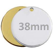 JK Personalised Round Engraved Dog ID Name Tag (38mm, Silver)