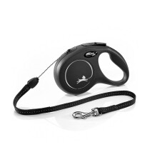 flexi New Classic Cord Black Retractable Dog Lead Small 12kg - 8m (26f