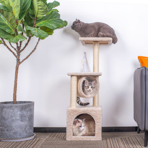 Cat Tree, Cat Scratch Posts 90cm 3 Tier Stable Cat Climbing Tower Cat 1