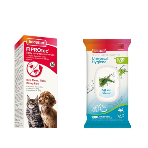 Beaphar Bundle - FIPROtec Spray & Universal Wipes