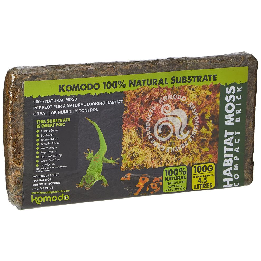 Komodo Habitat Moss Compact Brick For Reptile Cage Habitat Premium Nat