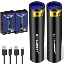 DARKBEAM UV Torch 365nm Black Light Woods Lamp, USB Rechargeable Black