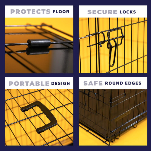 DogCrates+ Small Foldable Dog Crate with 2 Doors, Non-Chew Plastic Rem 2