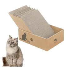 5 Pcs Cat Scratching Board with Box, Reversible Scratch Pad, Corrugate