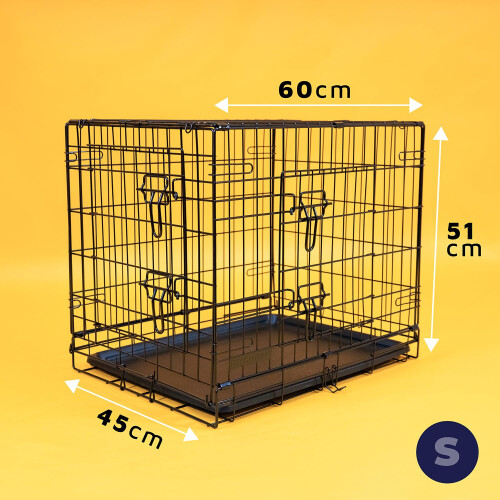 DogCrates+ Small Foldable Dog Crate with 2 Doors, Non-Chew Plastic Rem 1
