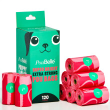 PouBelle Dog Poop Bags - Bright Pink Colour - Super Reliable - Extra L