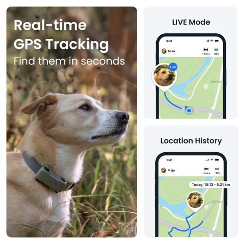 Tractive Smart Dog Tracker Bundle with Olive Cover | 2025 Edition | Re 1