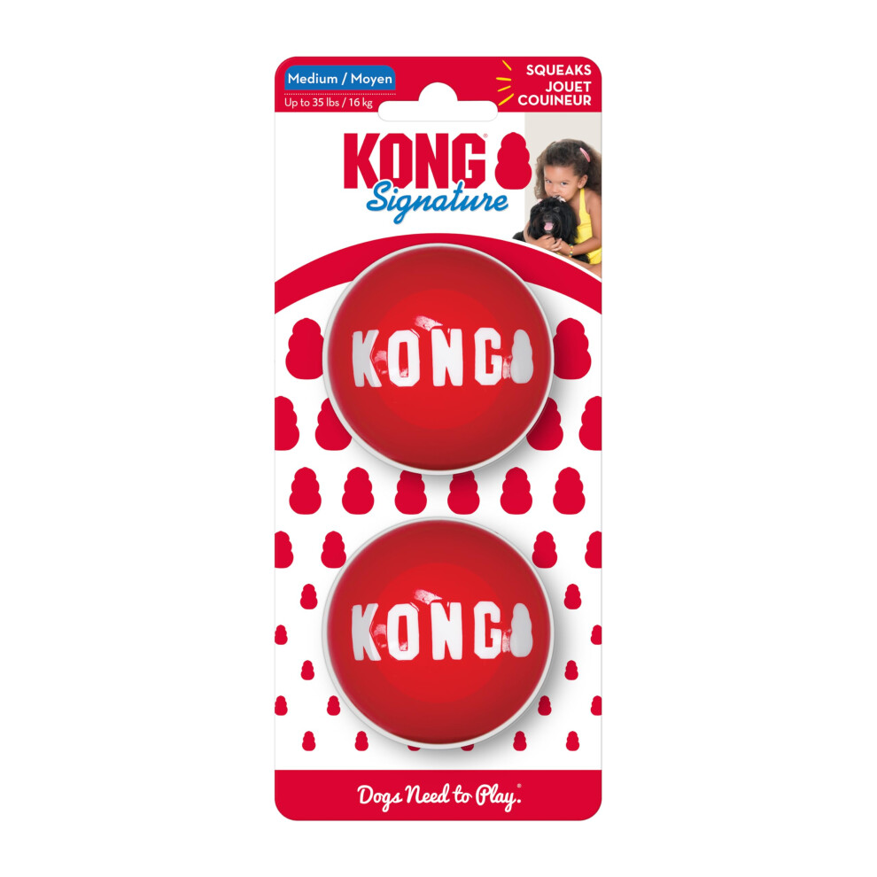 Kong Signature Balls For Dogs, Durable Fetch Toy, 2-Pack, Medium