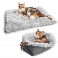 Eidoct Furry Self Warming Cat Mat for Cats Small Dogs,Function 2 in 1