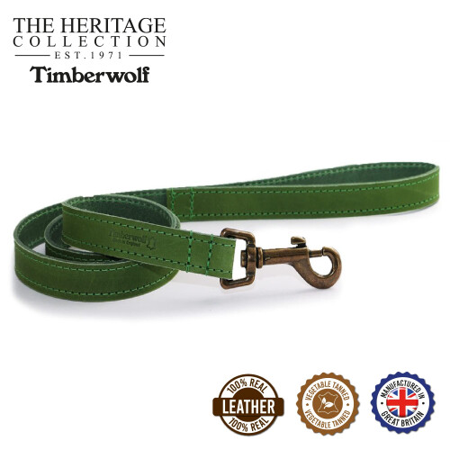 Ancol Ancol Timberwolf Leather Lead Green 1mx19mm 2