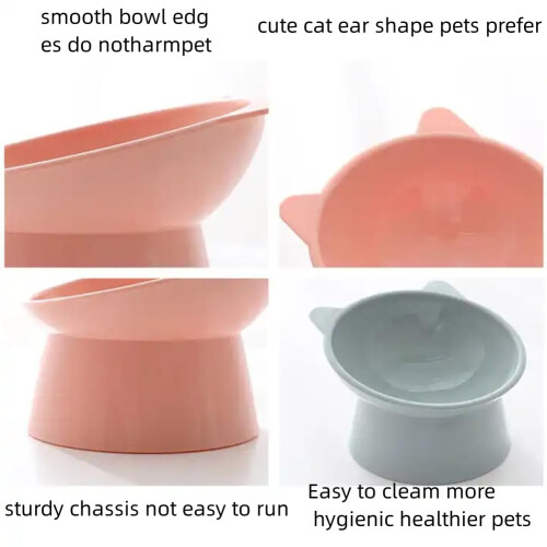 3Pcs Plastic Raised Cat Bowl Tilted 15 Degrees Elevated Cat Food and W 2