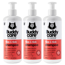 Buddycare Flea & Tick Cat Shampoo - 500ml x3 - Eliminates Fleas, Ticks
