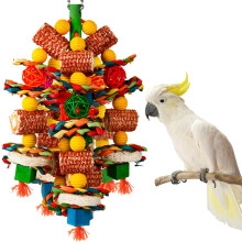 Bird Toys, Parrot Toys for Large Birds,Natural Corn cob and Loofah Sli
