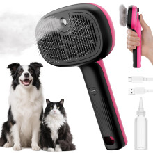 Pecute Steam Cat Brush, Self-Cleaning Cat Steam Brush,with 2 Water Spr