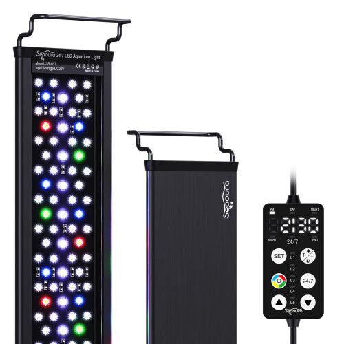 LED Aquarium Plant Light, 24/7 Custom Timer, Power-Off Memory,7-Row LE